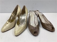 Two Pair Italian Leather Womens Shoes