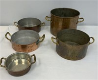 Copper with Brass Handles Pots