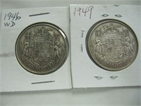 1946 & 49 50 CENT COINS
