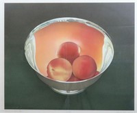 MARK ADAMS LITHOGRAPH - PEACHES IN A SILVER BOWL