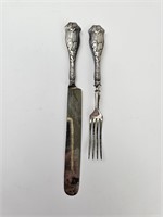 hollow sterling handle knife & fork