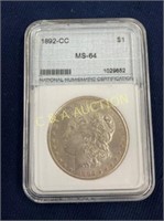 NICE 1892 MS 64 CC (CARSON CITY) SILVER DOLLAR