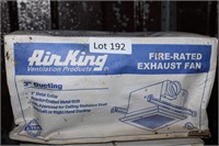 Air King 3" Ducting Fire Rated Exhuaust Fan New i