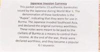 WW11 Japanese Invasion Currency "Rupee" Burma