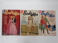 3 BARBIE & KEN COMICS FROM THE 1960'S: