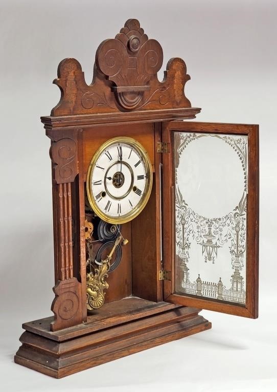 ANTIQUE WOOD GINGERBREAD KITCHEN CLOCK NO SHIPPING