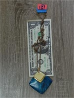 Blue & Gold Tone Square Necklace