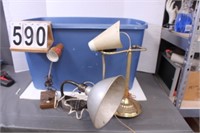 Blue Tote W/ Lamp Parts - 4 Desk Lamps