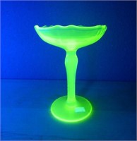 EAPG Uranium Vaseline Glass Compote