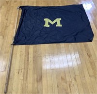 University of Michigan U of M Flag on Pole