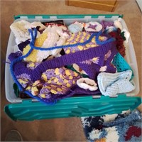 3 boxes Yarn, plastic canvas & knitting needles