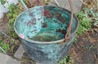 Copper cauldron. Height: 30 inches.
