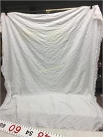 Vintage white bedspread with fringe edging