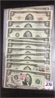 Collection of 12-Two Dollar Bills