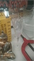 Pair of Crystal champagne flutes with silver r