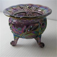 Beautiful Fenton three footed amethyst flowered