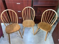 3 Wooden Hoop Back Chairs