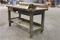 Work Bench W/ 3.5" Vise Approx 64"x27"x34"