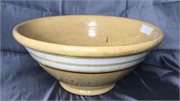 Very large vintage yellow stoneware bowl BF