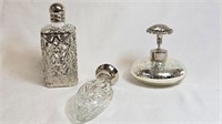 3 GLASS PERFUME BOTTLES