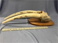 Approx. 25 1/2" fossilized walrus head mount, with