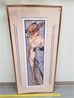 Triple matted and framed, art deco, signed by arti