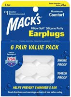 Mack's Pillow Soft Earplugs White , 12 Count (6 Pa