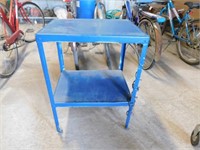 Vintage metal 2 shelf office stand, 15" x 20" x