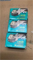 7.62x39 Brown Bear Cartridges 3 boxes 20 each box