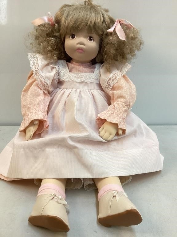 Felt Doll in Pink Floral Dress