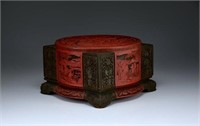 RARE IMPERIAL CARVED POLYCHROME LACQUER 'CHUN' BOX