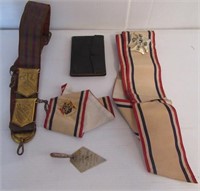 Lodge items including miniature trowel Masonic