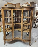Lighted Curved Glass Curio Cabinet