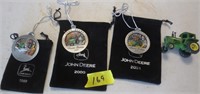 3 JD Christmas medals, 1 JD 1/64 tractor