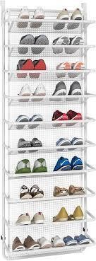 THKKY 10 Tier Over Door Shoe Organizer (White)