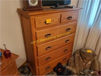 Oak Chest of Drawers - 39" Long, 50" Tall