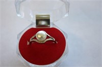 Pearl & CZ Ring Size 8