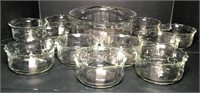 Glass Berry Bowl Set with Ruffled Edges