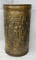 Mid 20th CE English Hammered Brass Umbrella Stand