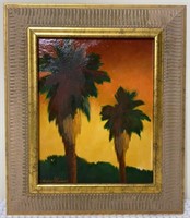 Sunset Palm Tree by R. Michael Shannon Oil