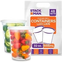 [48 Pack, 32 oz] Plastic Food Storage  Containers