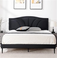 $140  Full Bed Frame  Velvet Upholstered  Black