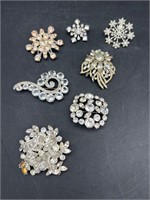 Vintage costume jewelry brooches