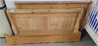 QUEEN PINE SLEIGH STYLE BED-HEAD, FOOT, RAILS
