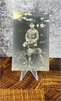 WWI WW1 German Ace Immelmann with Dog Postcard