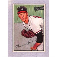 1952 Bowman Baseball Crease Free Hof Warren Spahn