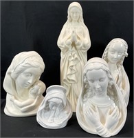 5 Madonna / Madonna & Child Ceramic Statues