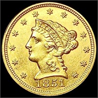 1851 $2.50 Gold Quarter Eagle CHOICE AU