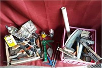 Variety of brushes & paint materials, caulk guns,