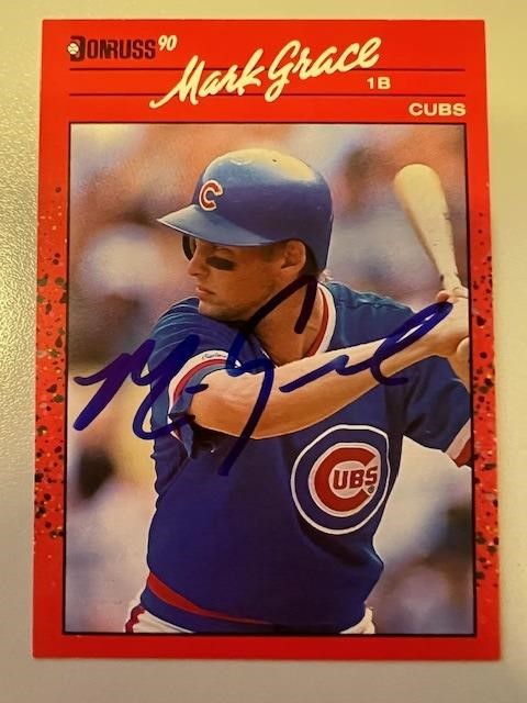 Cubs Mark Grace Signed Card with COA